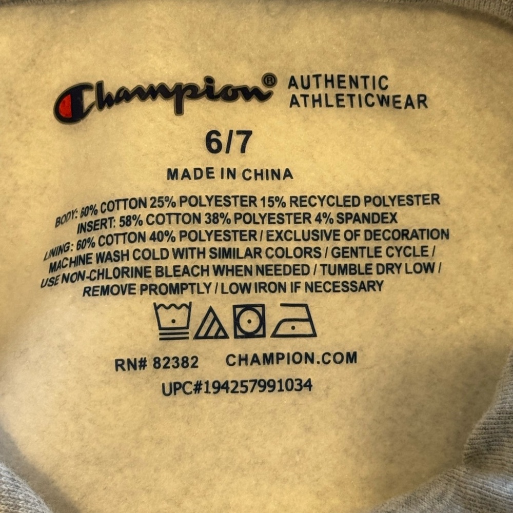 Champion Oxford Heather Hoodie sz 6/7 NWT - Picture 4 of 4